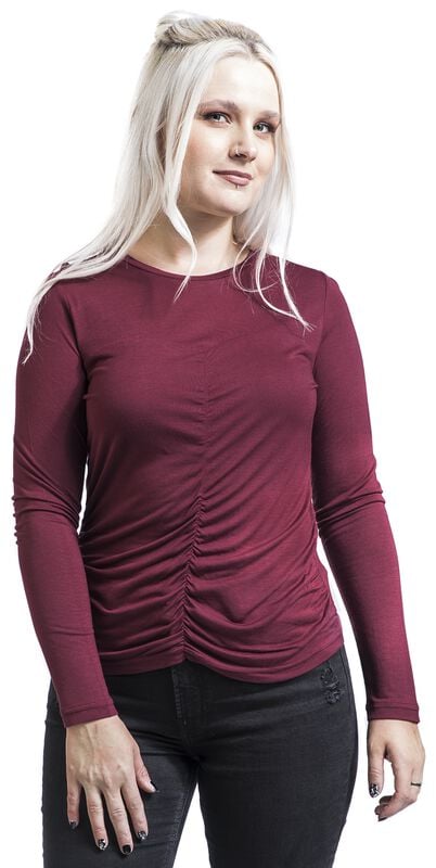Gothicana By Emp "Long Sleeve With Gathered Sleeves" Long-sleeve Shirt Burgundy By Black Premium By EMP
