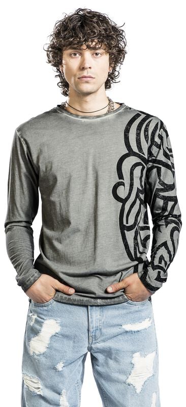 Gothicana By Emp "Long Sleeve With Ornaments" Long-sleeve Shirt Grey By Black Premium By EMP