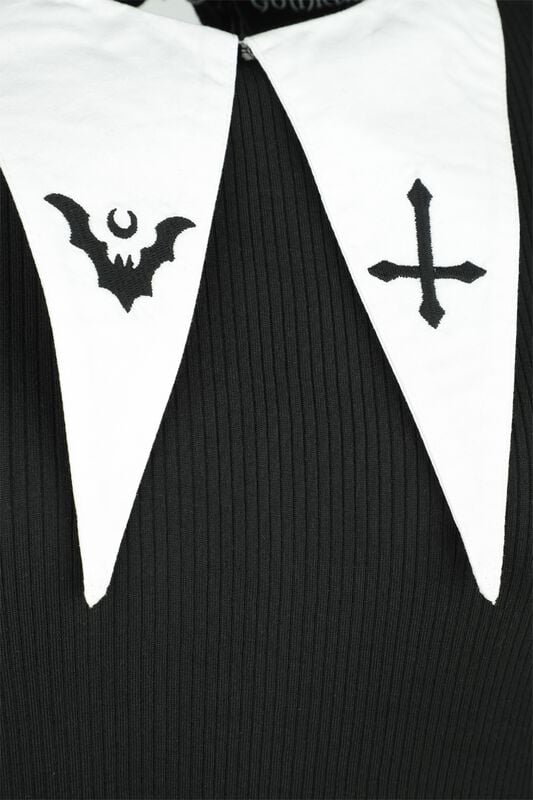 Gothicana By Emp "Longsleeve Shirt With White Collar" Long-sleeve Shirt Black By Gothicana By EMP