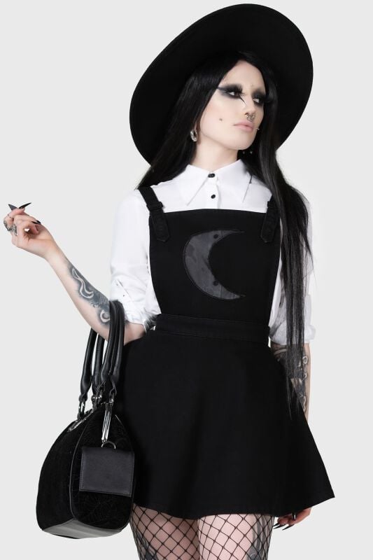Gothicana By Emp "Luna Orb Pinafore Dress" Mini Dress Black By KIHILIST By KILLSTAR