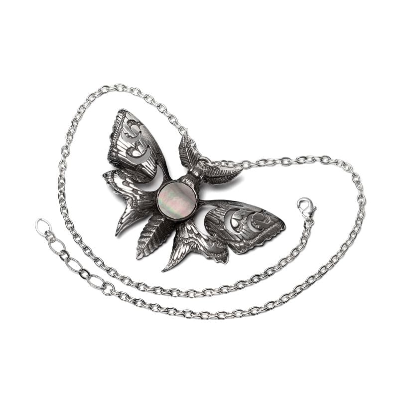 Gothicana By Emp "Lunar Moth" Necklace Black-silver By Alchemy Gothic