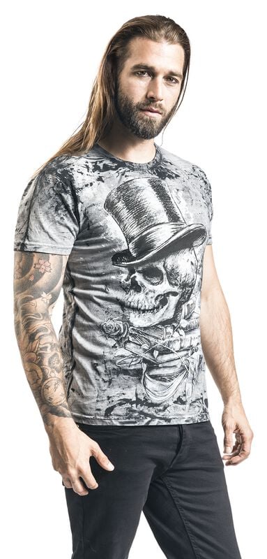 Gothicana By Emp "Magistus Skull" T-Shirt Black By Alchemy England