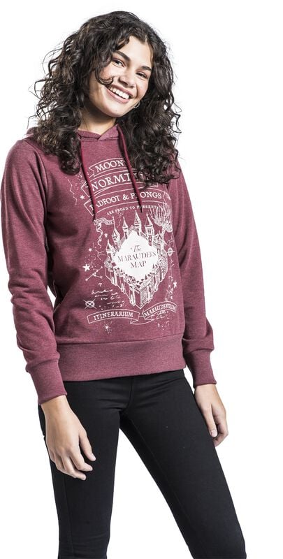 Gothicana By Emp "Marauder's Map" Hoodie Burgundy By Harry Potter