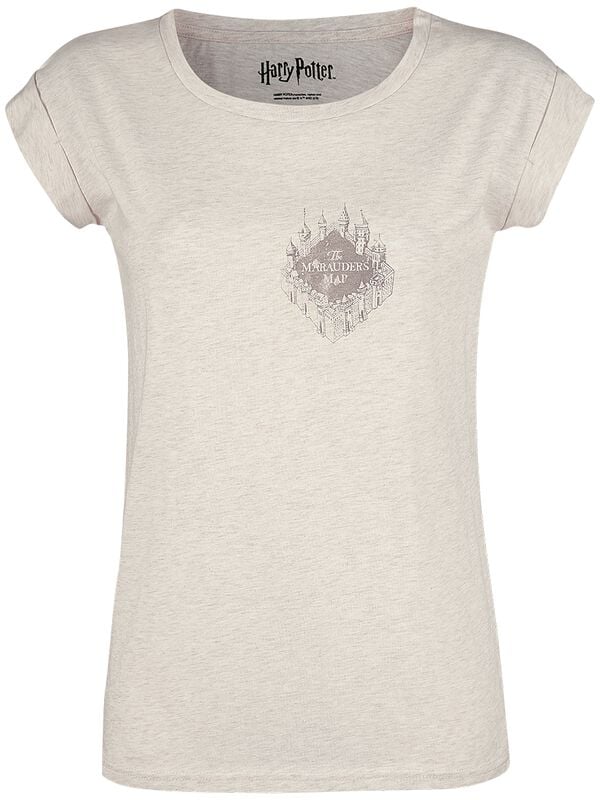 Gothicana By Emp "Marauders Map UV" T-Shirt Mottled Cream By Harry Potter