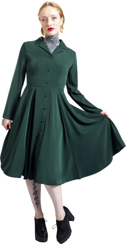 Gothicana By Emp "Maria Swing Dress" Midi Dress Green By H&R London