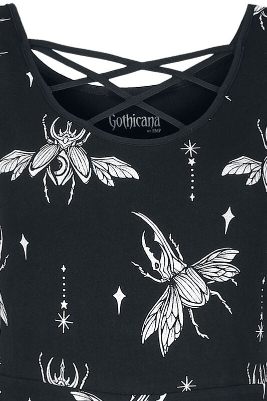 Gothicana By Emp "Maxi Dress With All-Over Print" Maxi Dress Black By Gothicana By EMP