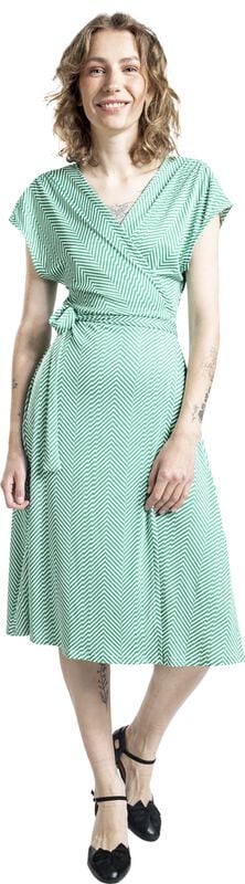 Gothicana By Emp "May Chevron Dress" Midi Dress Green-white By Banned Retro