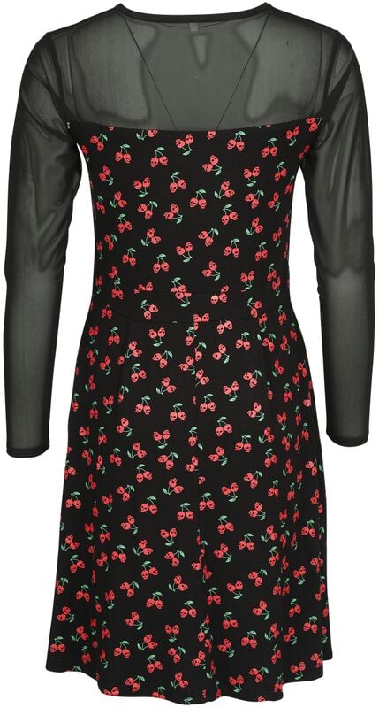 Gothicana By Emp "Mesh Dress With Cherries" Midi Dress Black By Rock Rebel By EMP