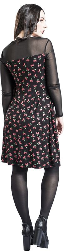 Gothicana By Emp "Mesh Dress With Cherries" Midi Dress Black By Rock Rebel By EMP