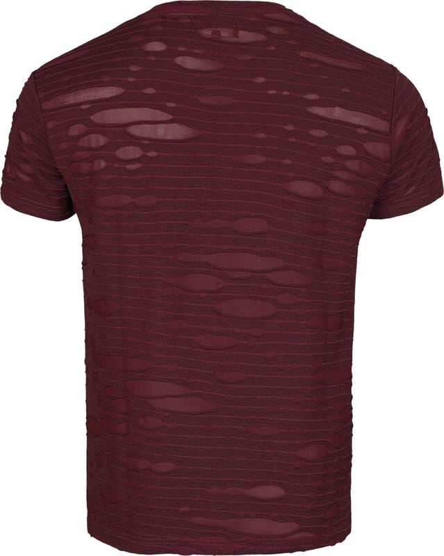Gothicana By Emp "Mesh T-Shirt With Destroyed Effects" T-Shirt Burgundy By Gothicana By EMP