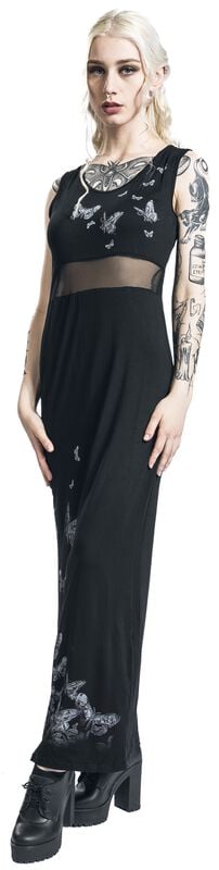 Gothicana By Emp "Moths Sky" Maxi Dress Black By Alchemy England