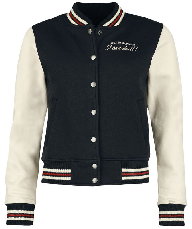 gothicana by emp "Motor Queen" Varsity Jacket beige-black by Queen Kerosin