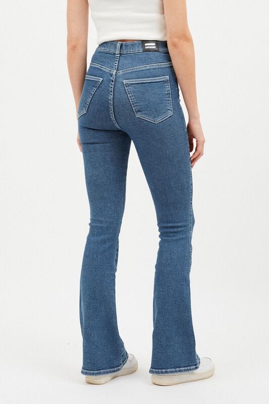 Gothicana By Emp "Moxy Flare Cape Mid Plain" Jeans Blue By Dr. Denim