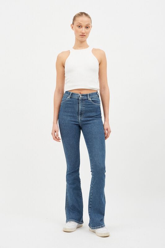 gothicana by emp "Moxy Flare Cape Mid Plain" Jeans blue by Dr. Denim