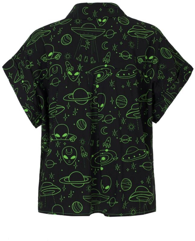 Gothicana By Emp "Mulder Shirt" Blouse Black-green By Hell Bunny