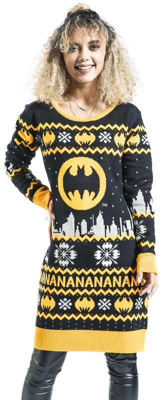 Gothicana By Emp "Na Na Na" Midi Dress Black-grey-yellow By Batman