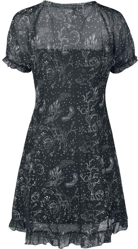 Gothicana By Emp "Night Forest Mesh Dress" Mini Dress Black-white By Jawbreaker