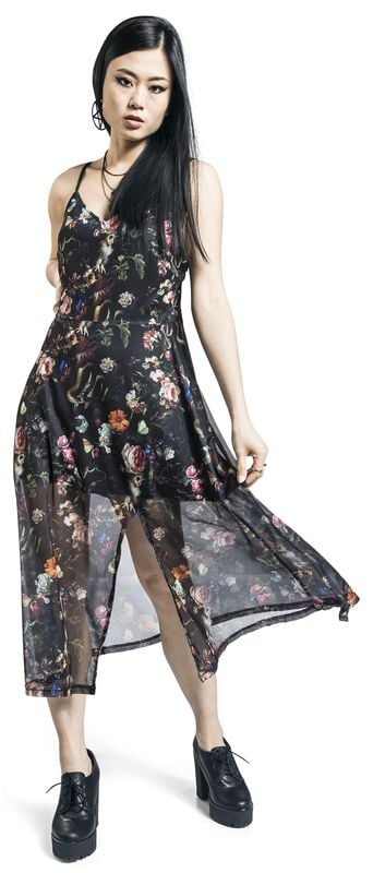 Gothicana By Emp "Night Garden Print Midi Dress" Midi Dress Multicolour By Jawbreaker