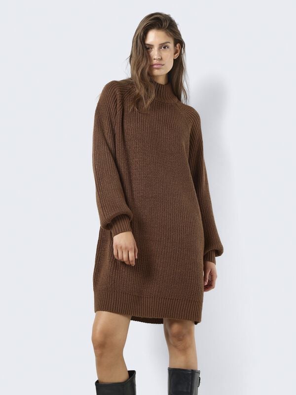 Gothicana By Emp "NMTimmy L/S Knit Dress NOOS" Midi Dress Brown By Noisy May