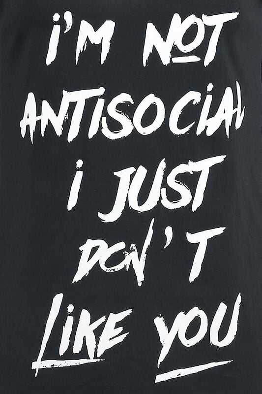 Gothicana By Emp "Not Antisocial" Top Black By Slogans