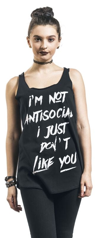 Gothicana By Emp "Not Antisocial" Top Black By Slogans