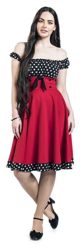 Gothicana By Emp "Off-The-Shoulder Swing Dress" Midi Dress Black-red-white By Belsira