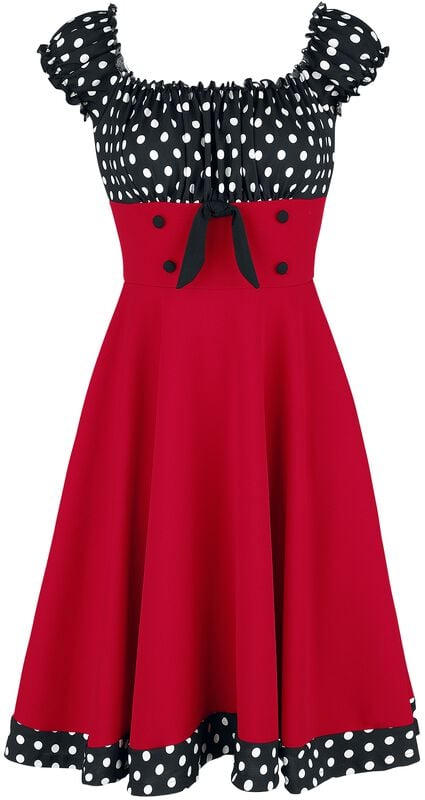 gothicana by emp "Off-The-Shoulder Swing Dress" Midi Dress black-red-white by Belsira