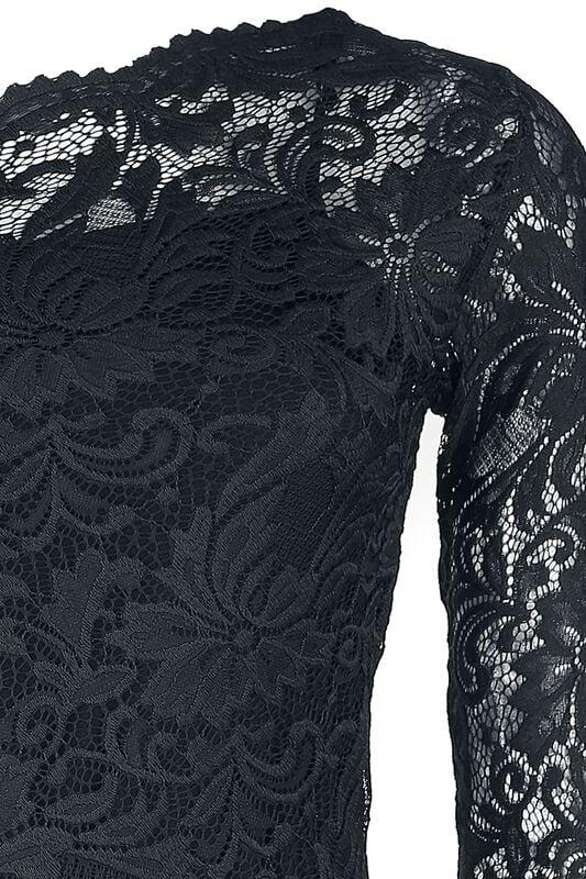 Gothicana By Emp "One-Shoulder Lace Shirt" Long-sleeve Shirt Black By Black Premium By EMP