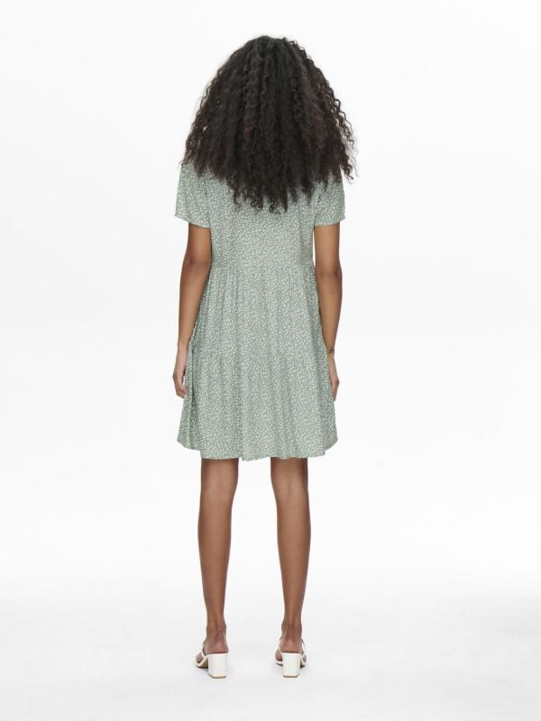 Gothicana By Emp "Onlzally Life S/S Thea Dress NOOS" Mini Dress Green-white By Only