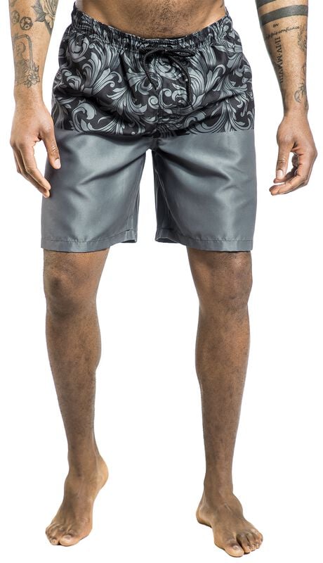 Gothicana By Emp "Ornament Print Swim Shorts" Swim Shorts Black By Black Premium By EMP