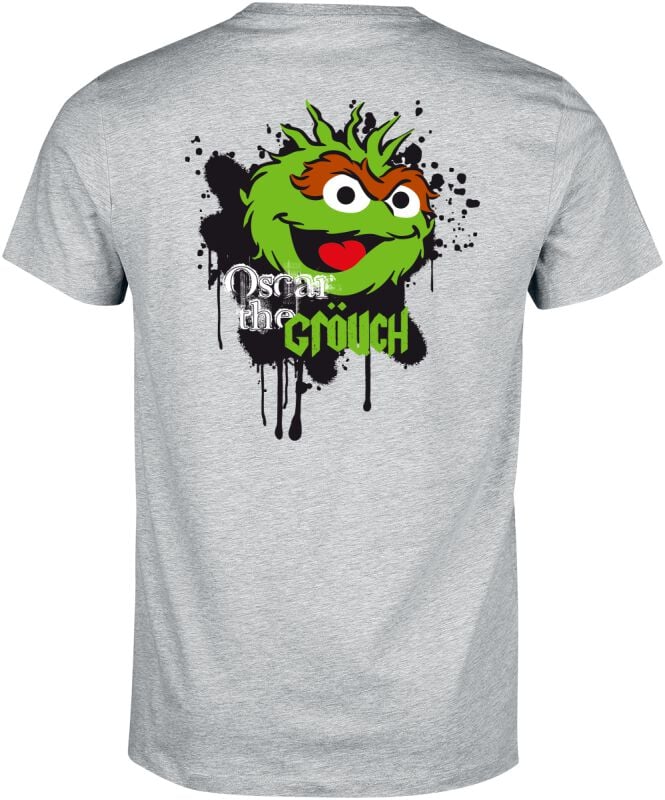 Gothicana By Emp "Oscar The Grouch - Front Print" T-Shirt Mottled Grey By Sesame Street