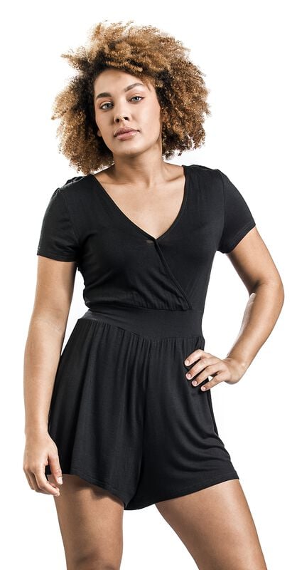 Gothicana By Emp "Overlay Back Knotted Short Jumpsuit" Jumpsuit Black By Forplay