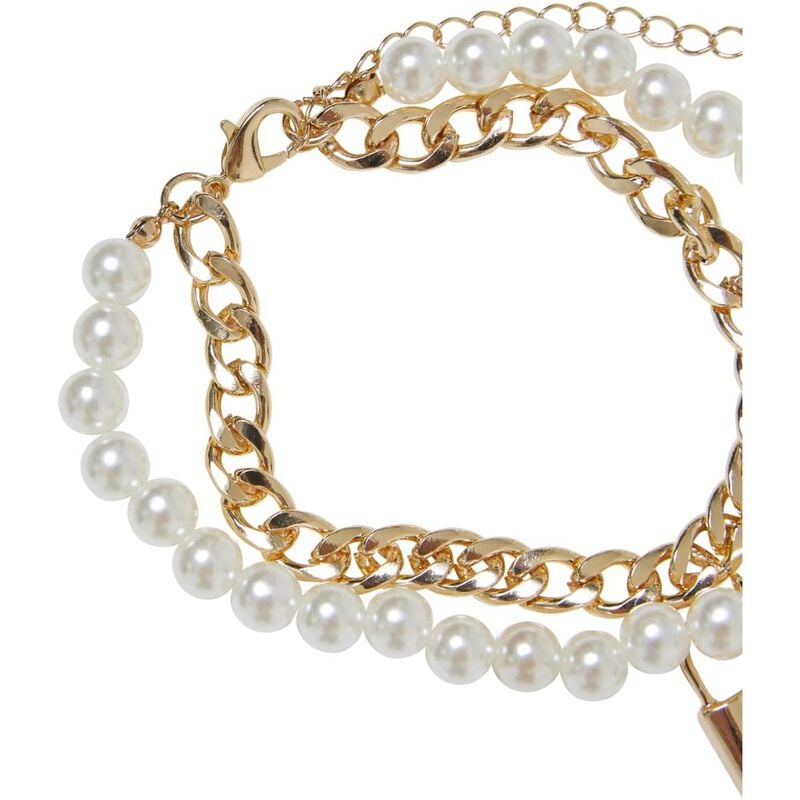 Gothicana By Emp "Padlock Pearl Layering Bracelet" Bracelet Gold-silver By Urban Classics