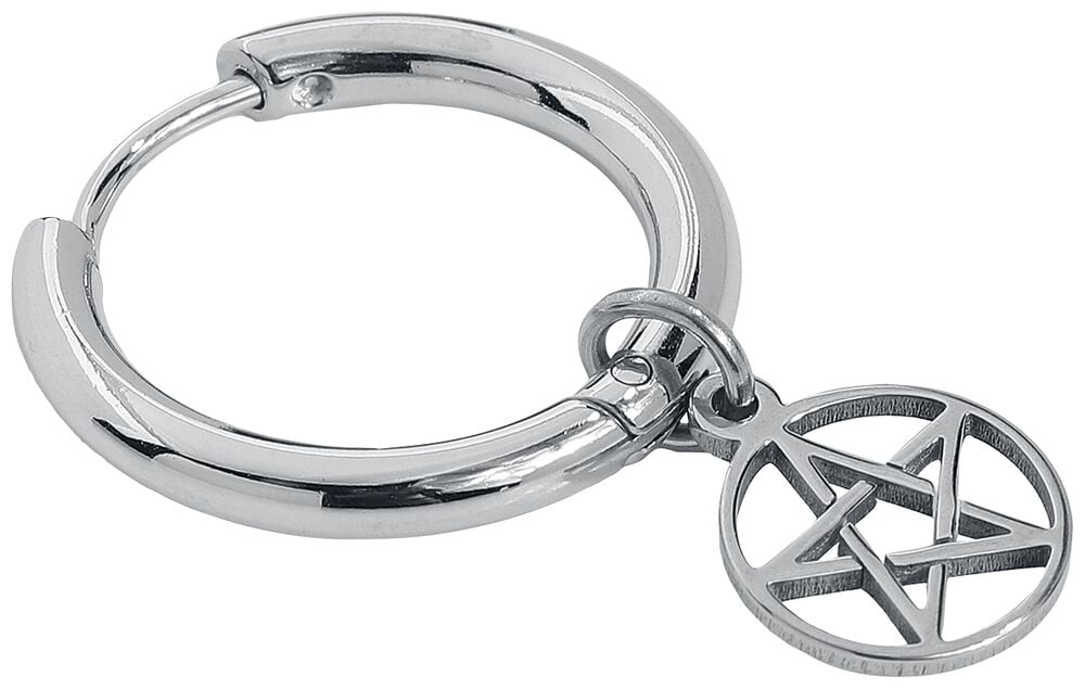 Gothicana By Emp "Pentagram Hoops" Earring Silver-coloured By EtNox