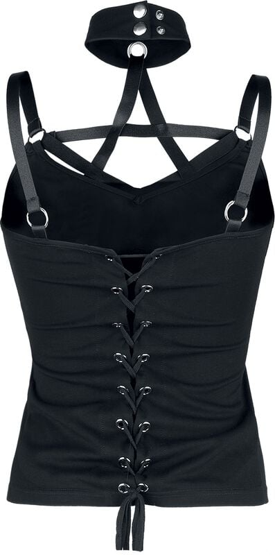 Gothicana By Emp "Pentagram Straps Top" Halternecks Black By Jawbreaker