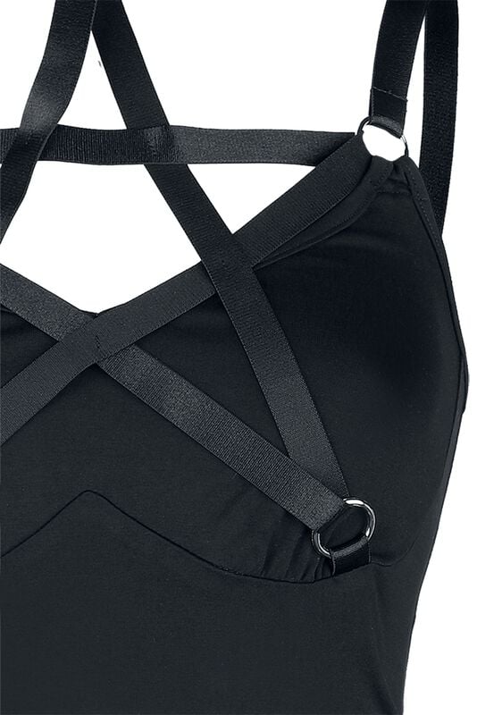 Gothicana By Emp "Pentagram Straps Top" Halternecks Black By Jawbreaker