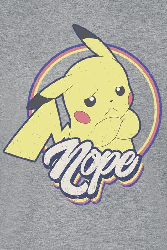 Gothicana By Emp "Pikachu - Nope" T-Shirt Mottled Grey By Pokémon