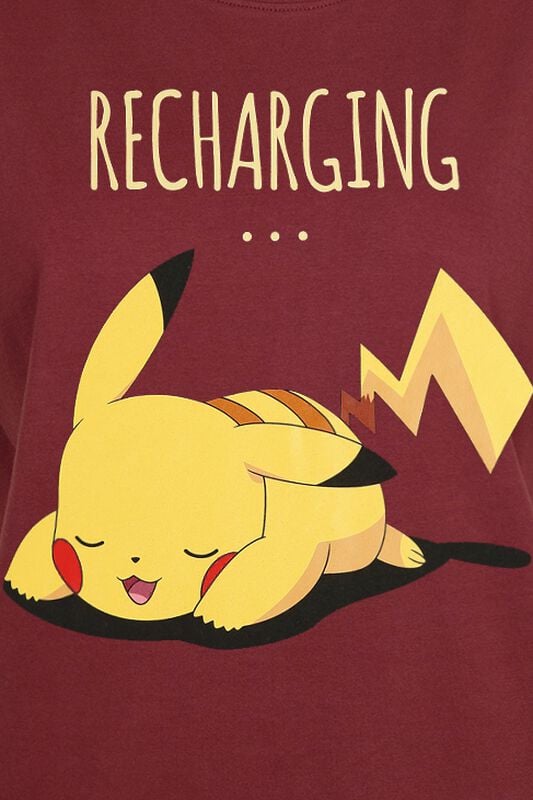 Gothicana By Emp "Pikachu - Recharging" T-Shirt Burgundy By Pokémon