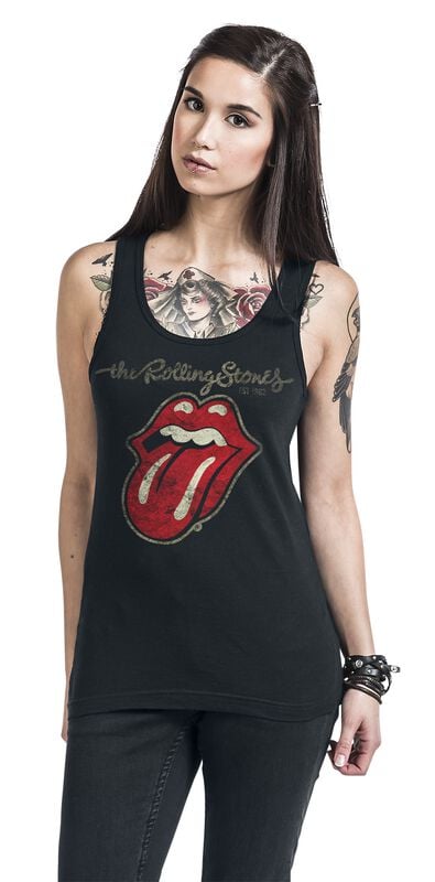 Gothicana By Emp "Plastered Tongue" Top Black By The Rolling Stones