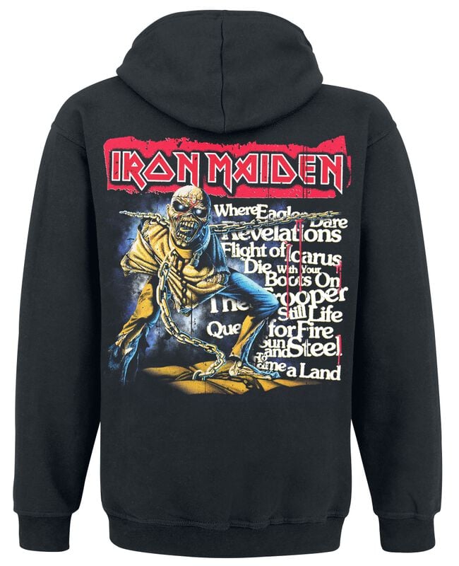 Gothicana By Emp "POM Red Strip Logo Tracklist" Hoodie Black By Iron Maiden