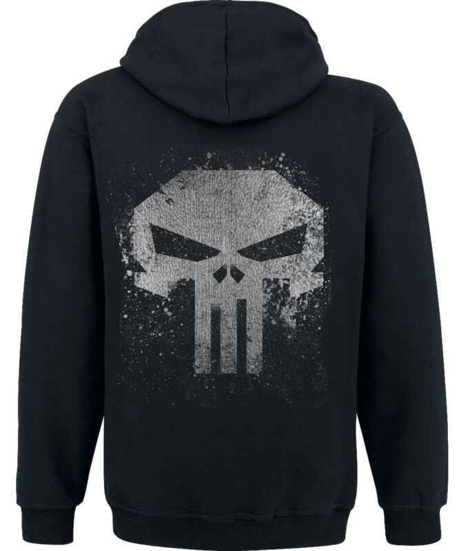 Gothicana By Emp "Punisher Skull With Metallic Link" Hoodie Black By The Punisher