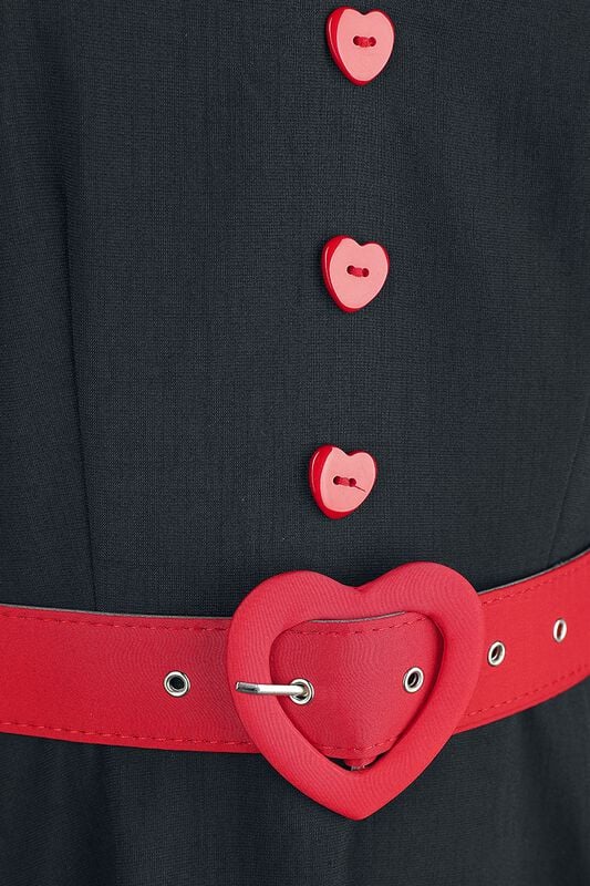 Gothicana By Emp "Queen Heart Button Flare Dress" Midi Dress Black-red By Voodoo Vixen