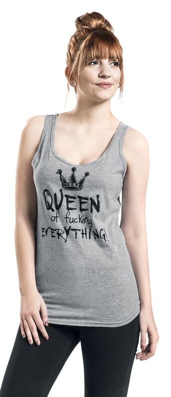 Gothicana By Emp "Queen Of Fucking Everything" Top Mottled Grey By Slogans