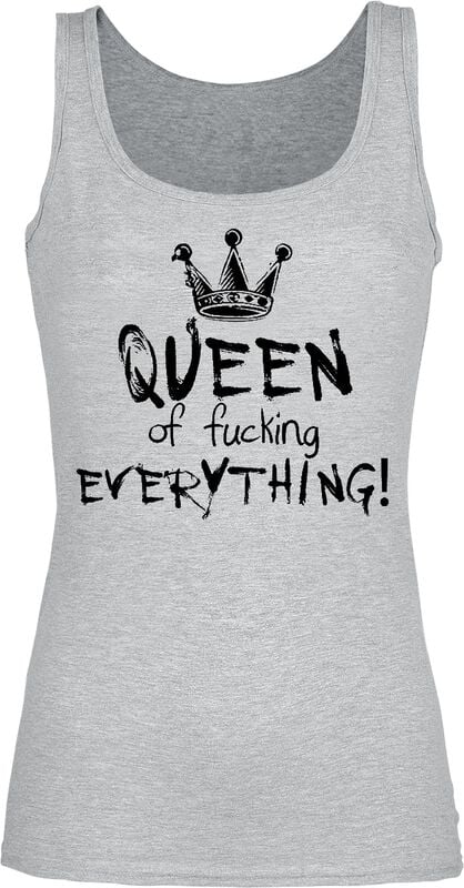 gothicana by emp "Queen Of Fucking Everything" Top mottled grey by Slogans