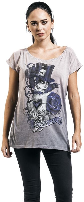 Gothicana By Emp "Queen Of The Dead" T-Shirt Light Pink By Alchemy England