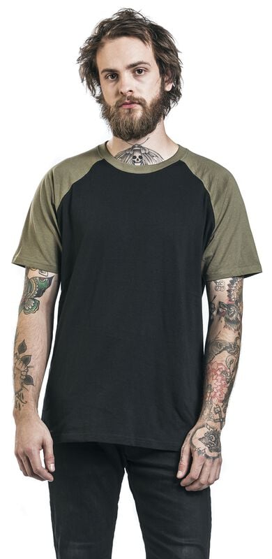 Gothicana By Emp "Raglan Contrast Tee" T-Shirt Black-olive By Urban Classics