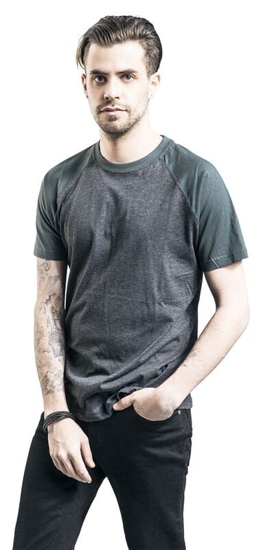 Gothicana By Emp "Raglan Contrast Tee" T-Shirt Charcoal-green By Urban Classics