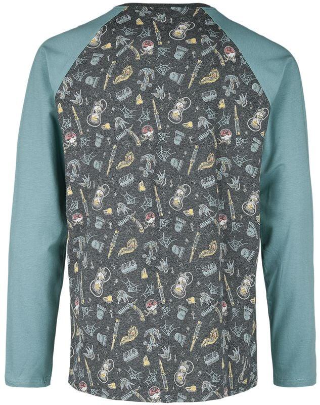 Gothicana By Emp "Raglan Long-sleeved Top With Old-school Motifs" Long-sleeve Shirt Blue By RED By EMP