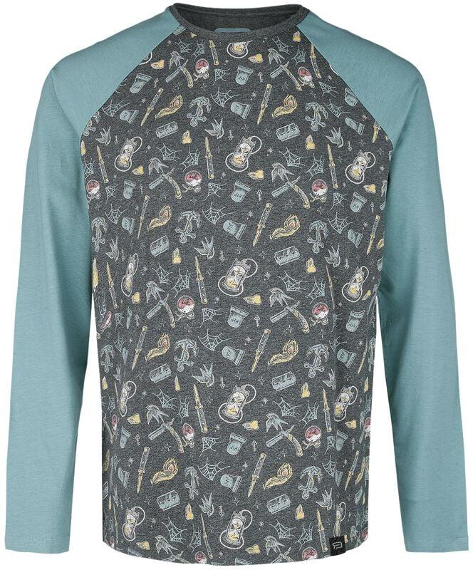 gothicana by emp "Raglan long-sleeved top with old-school motifs" Long-sleeve Shirt blue by RED by EMP