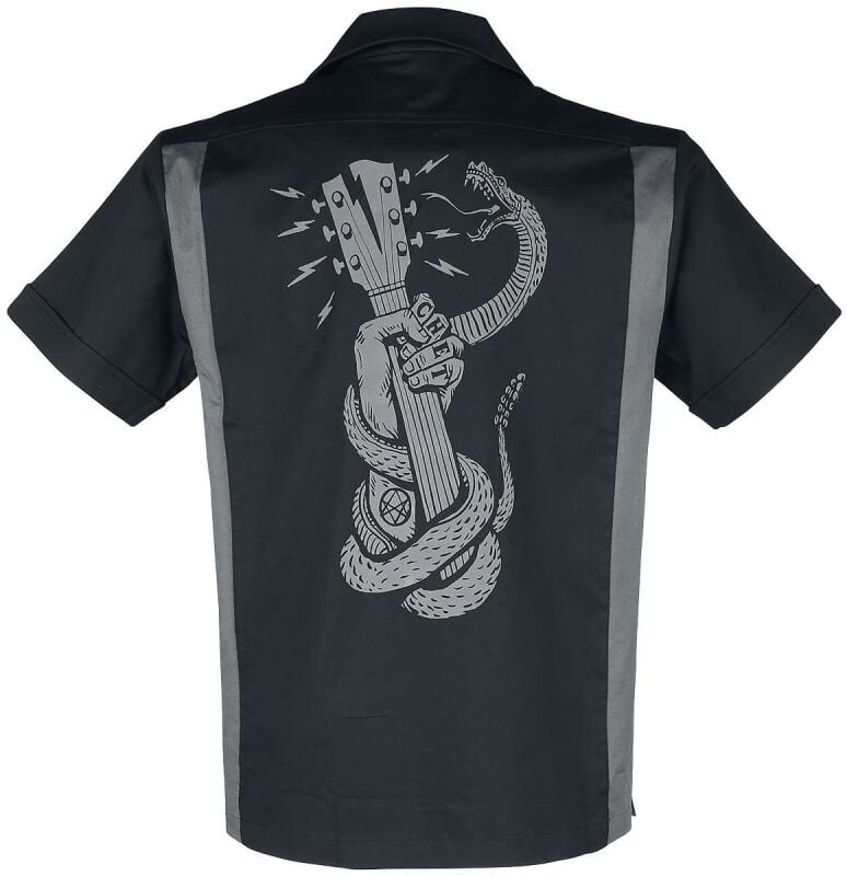 Gothicana By Emp "Rattlesnake Bowling Shirt" Short-sleeved Shirt Black-grey By Chet Rock